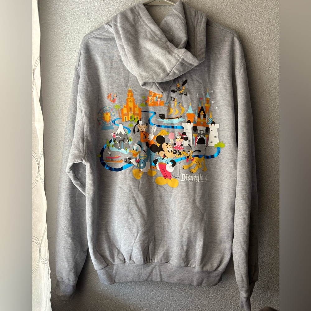 Disneyland Resort Gray Zip Up Unisex Size Medium NWOT Metallic Detail
